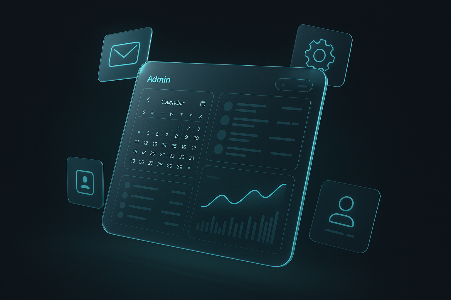 Painel do sistema administrativo mostrando agenda, clientes e faturamento
