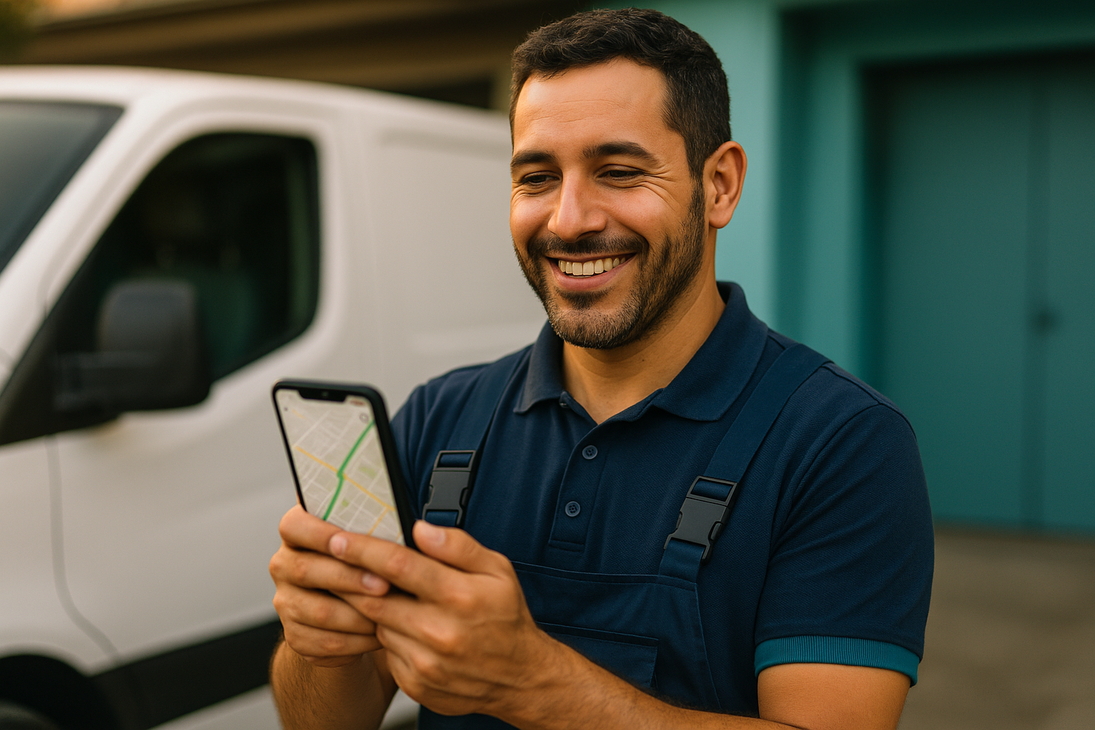 Prestador de serviço local conferindo no celular se sua empresa aparece no mapa do Google